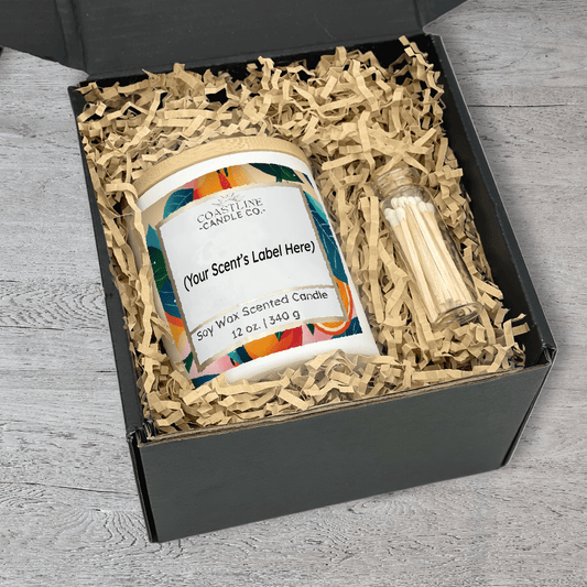 White 12 oz. Jar Gift Set - your choice of scent with match stick bottle