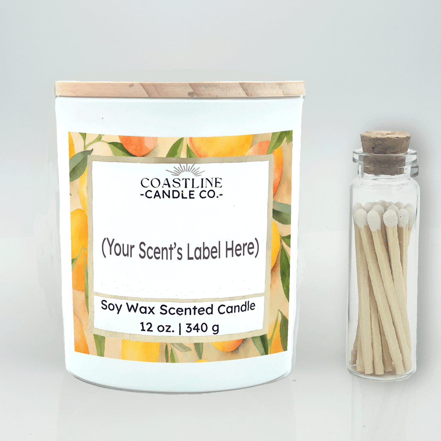 White 12 oz. Jar Gift Set - your choice of scent with match stick bottle