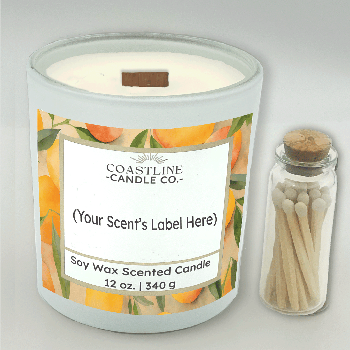 White 12 oz. Jar Gift Set - your choice of scent with match stick bottle