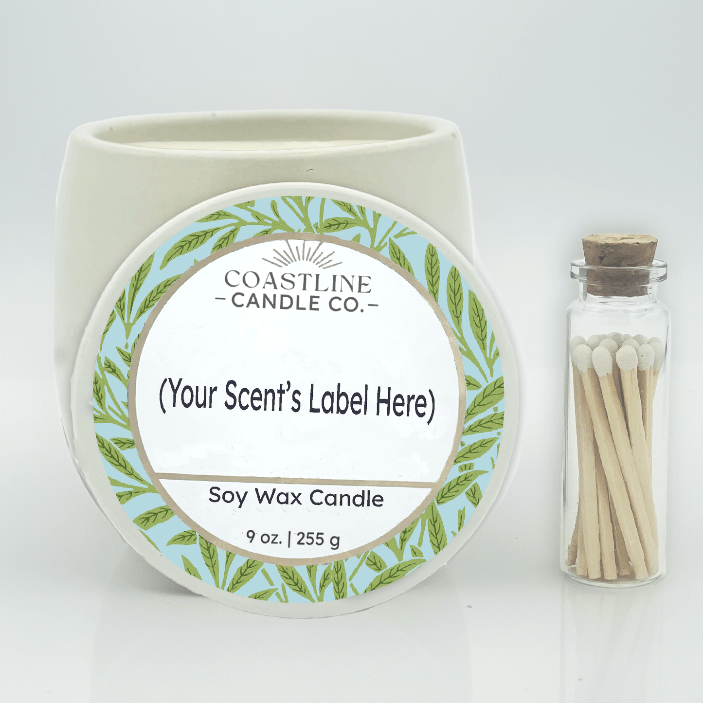 White 9 oz. Concrete Jar Gift Set - your choice of scent with match stick bottle