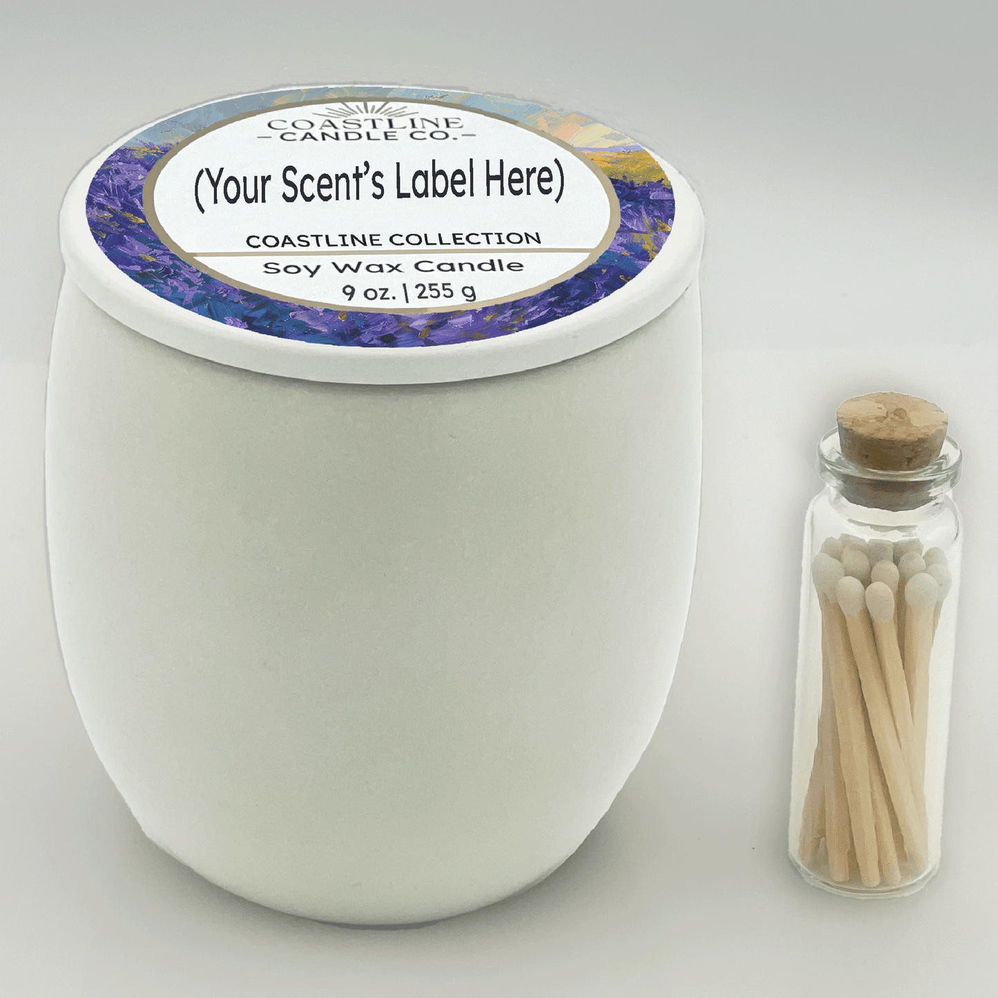 White 9 oz. Concrete Jar Gift Set - your choice of scent with match stick bottle