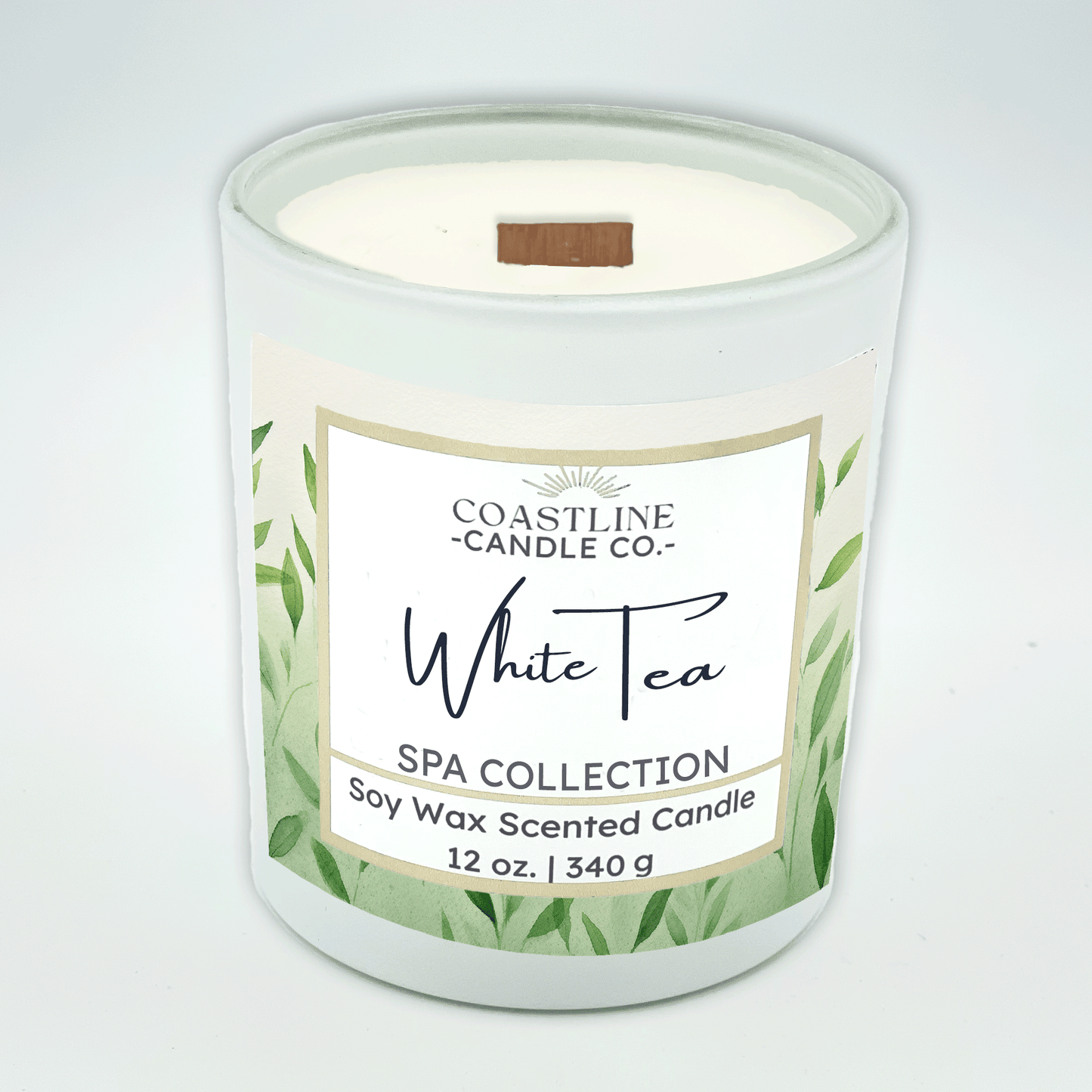 White Tea Soy Wax Candle - Spa Collection in 12 oz. White Jar