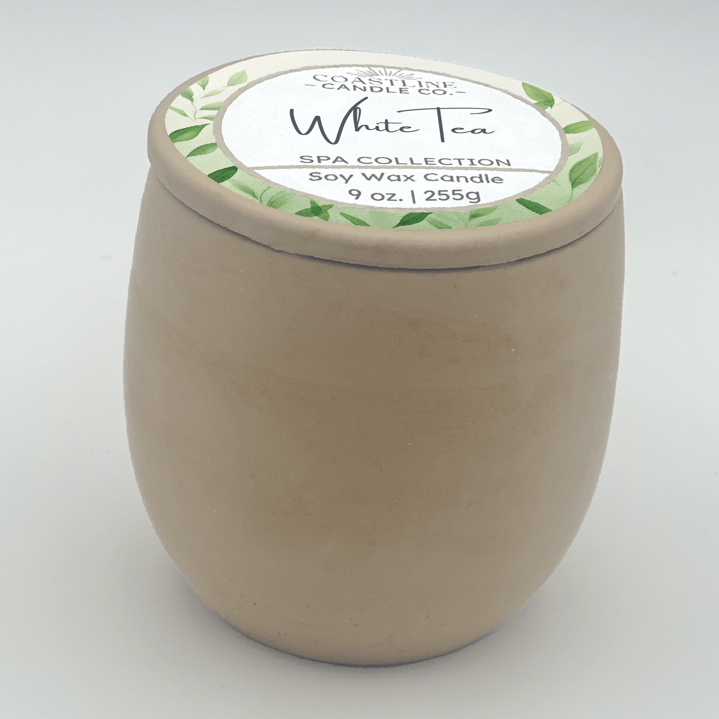 White Tea Soy Wax Candle - Spa Collection in 9 oz. Beige Concrete Jar