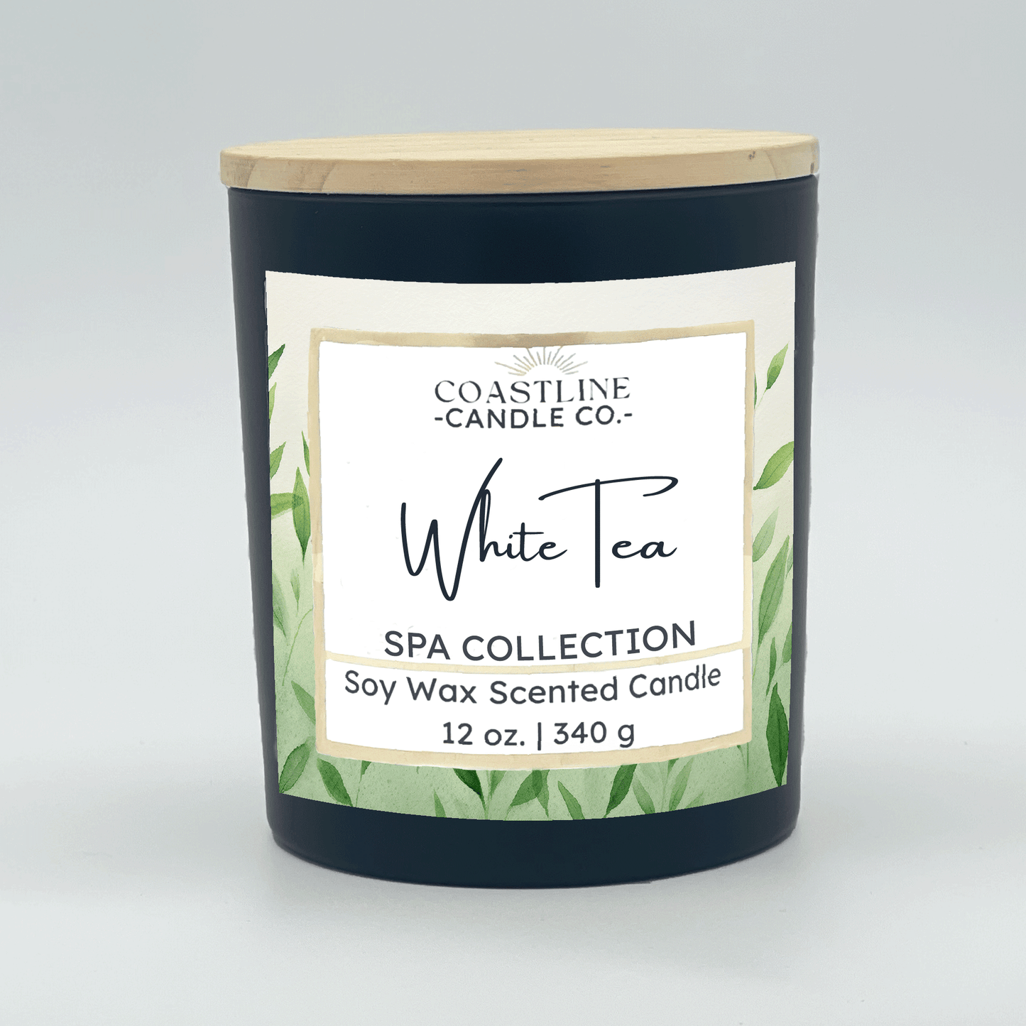 White Tea Soy Wax Candle - Spa Collection in 12 oz. Black Jar