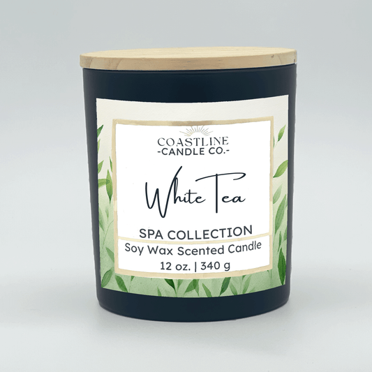 White Tea Soy Wax Candle - Spa Collection in 12 oz. Black Jar