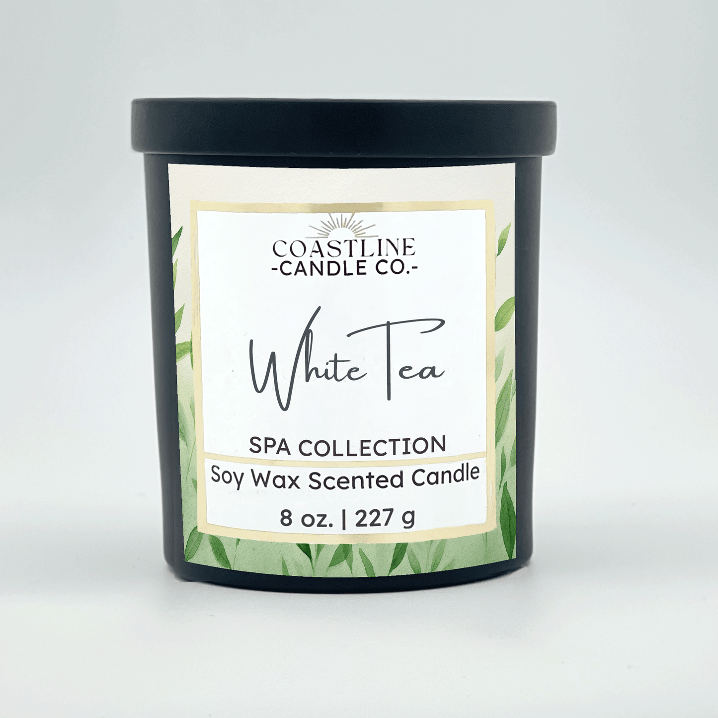 White Tea Soy Wax Candle - Spa Collection in 8 oz. Black Jar