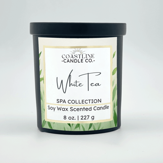 White Tea Soy Wax Candle - Spa Collection in 8 oz. Black Jar