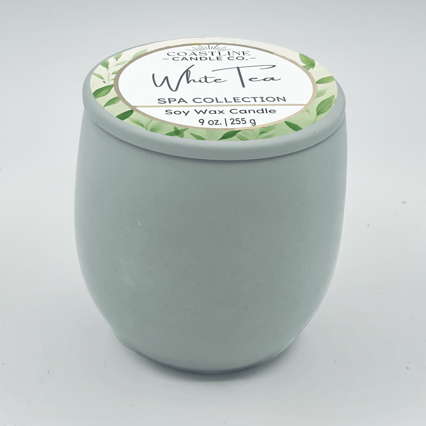 White Tea Soy Wax Candle - Spa Collection in 9 oz. Green Concrete Jar