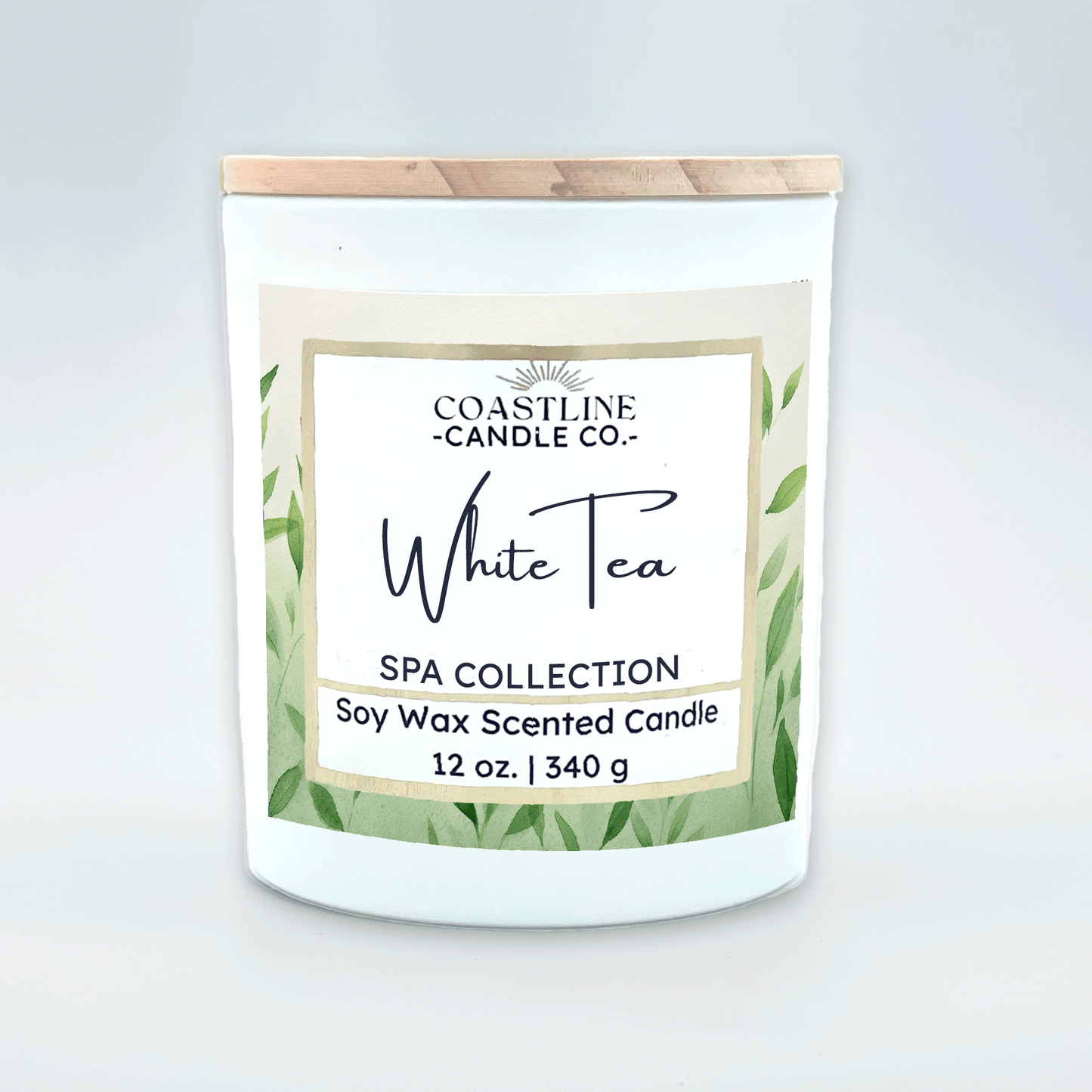 White Tea Soy Wax Candle - Spa Collection in 12 oz. White Jar