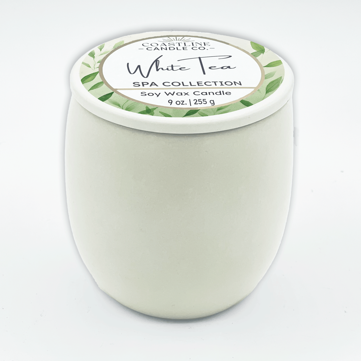 White Tea Soy Wax Candle - Spa Collection in 9 oz. White Concrete Jar