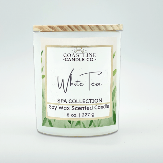 White Tea Soy Wax Candle - Spa Collection in 8 oz. White Jar