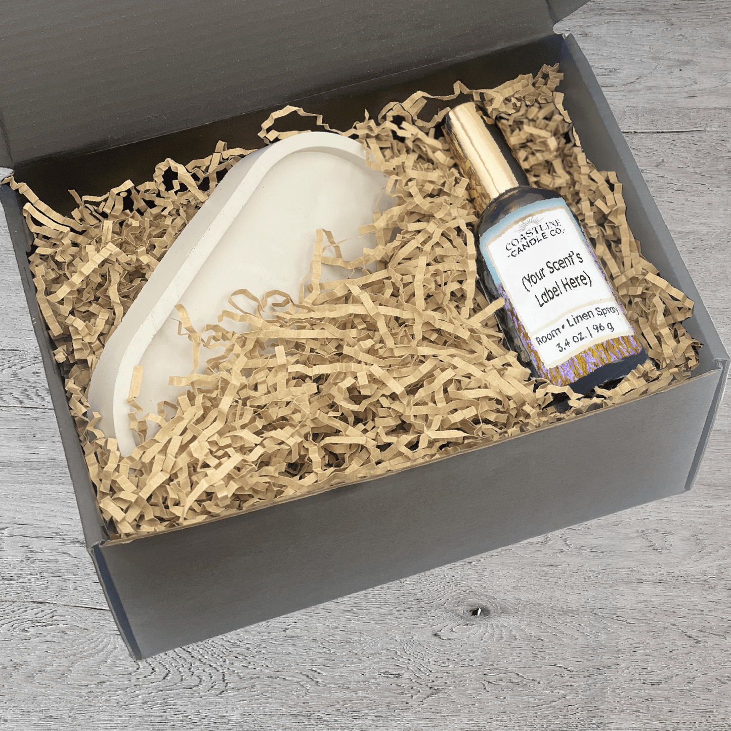 White Concrete Tray & Room Spray Gift Set - your choice of scent