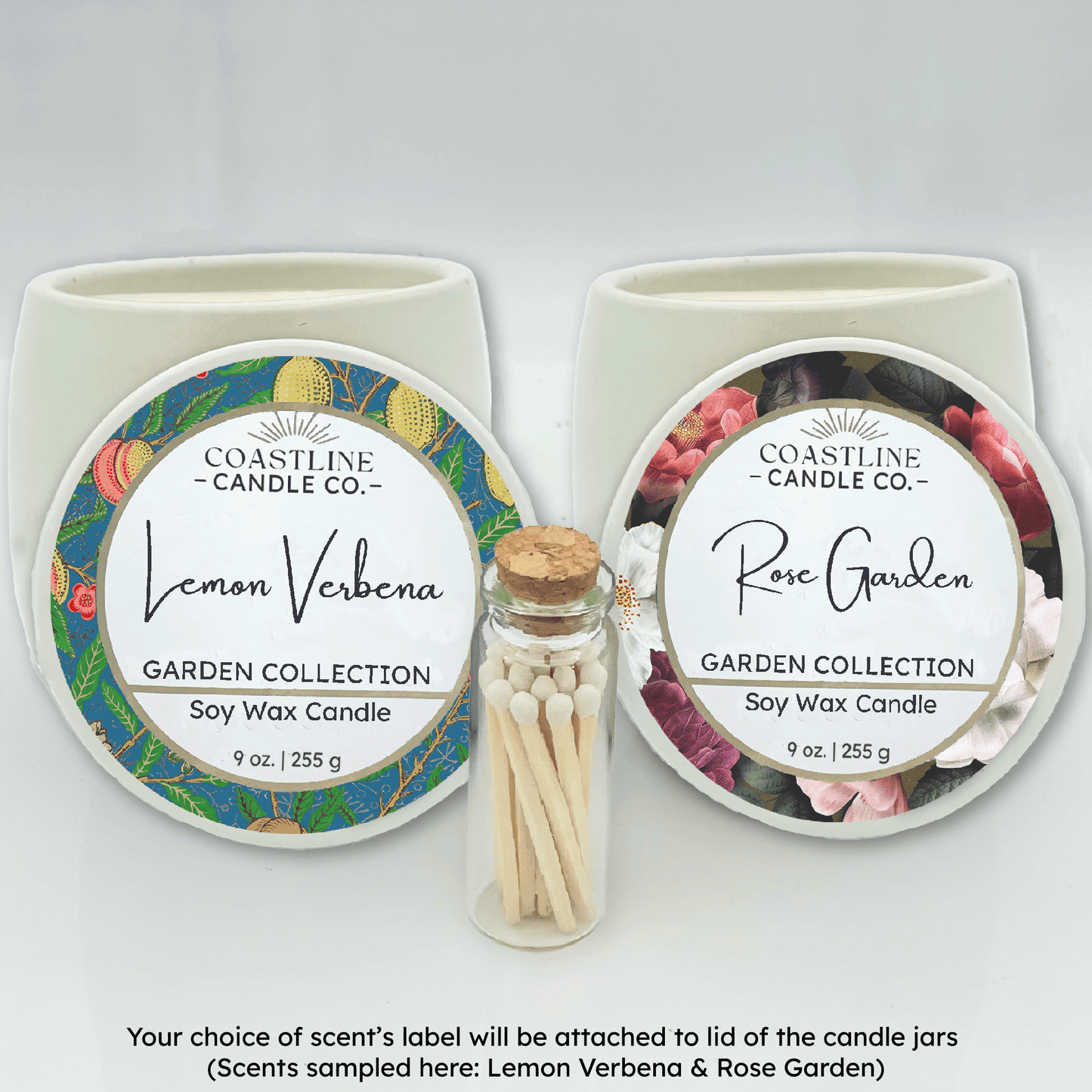 White 9 oz. Concrete 2 Jar Gift Set - your choice of scent with match stick bottle