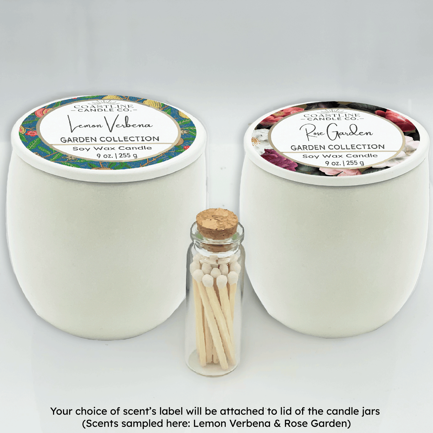 White 9 oz. Concrete 2 Jar Gift Set - your choice of scent with match stick bottle