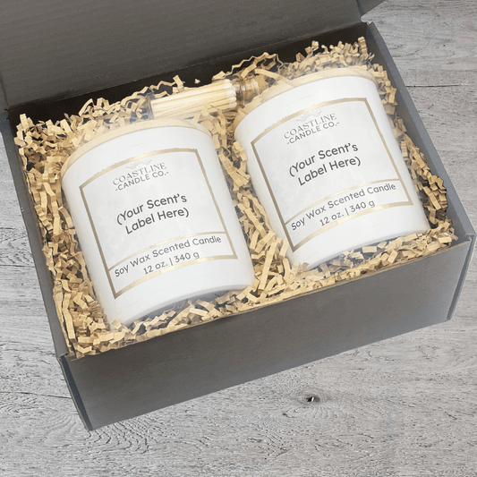 White 12 oz. Two Jar Gift Set - your choice of scent with match stick bottle