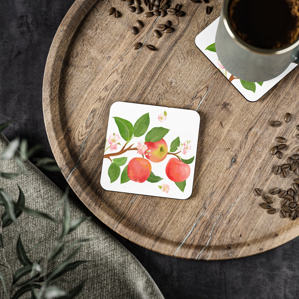 Apple Harvest Coasters Cork Back - 4 Pack