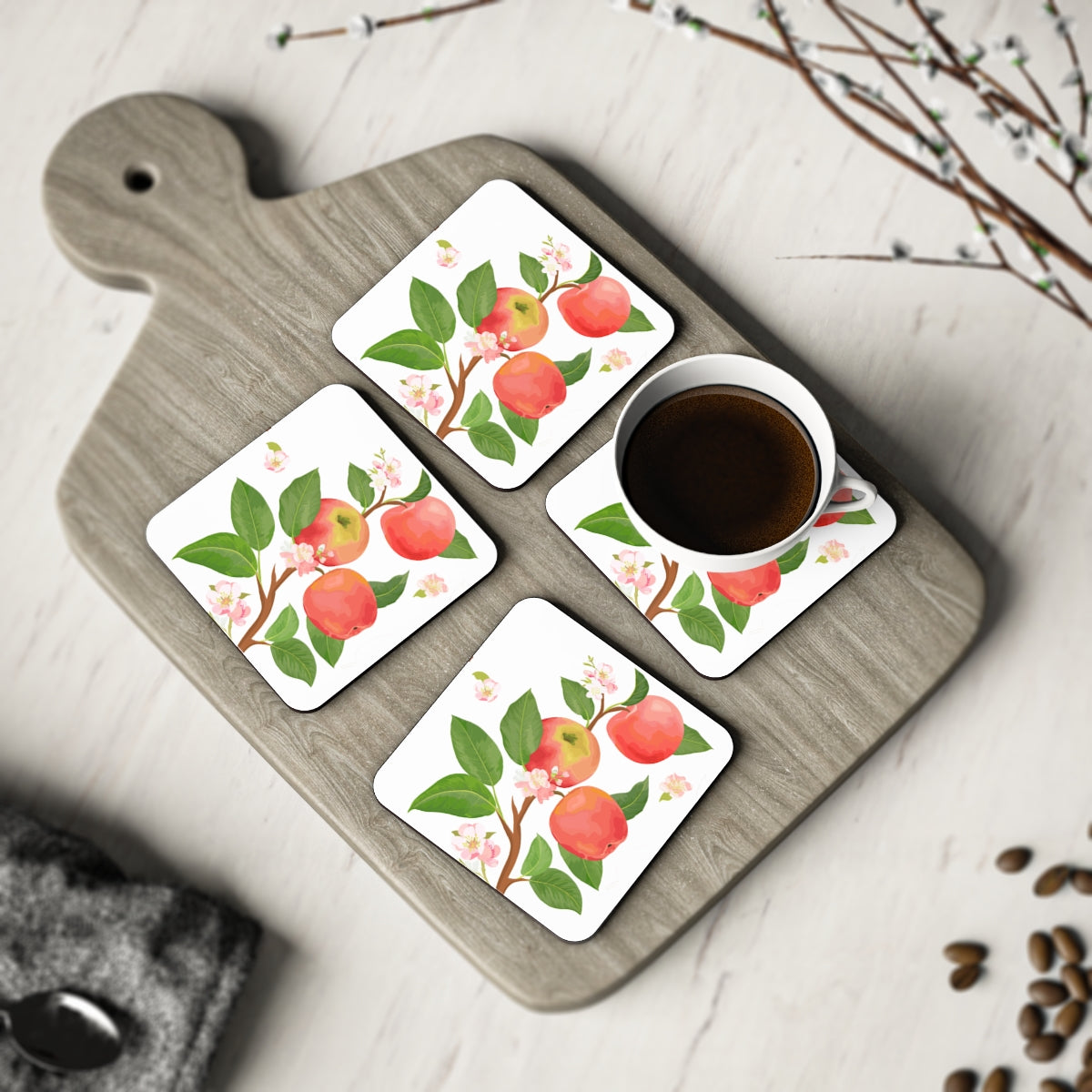 Apple Harvest Coasters Cork Back - 4 Pack