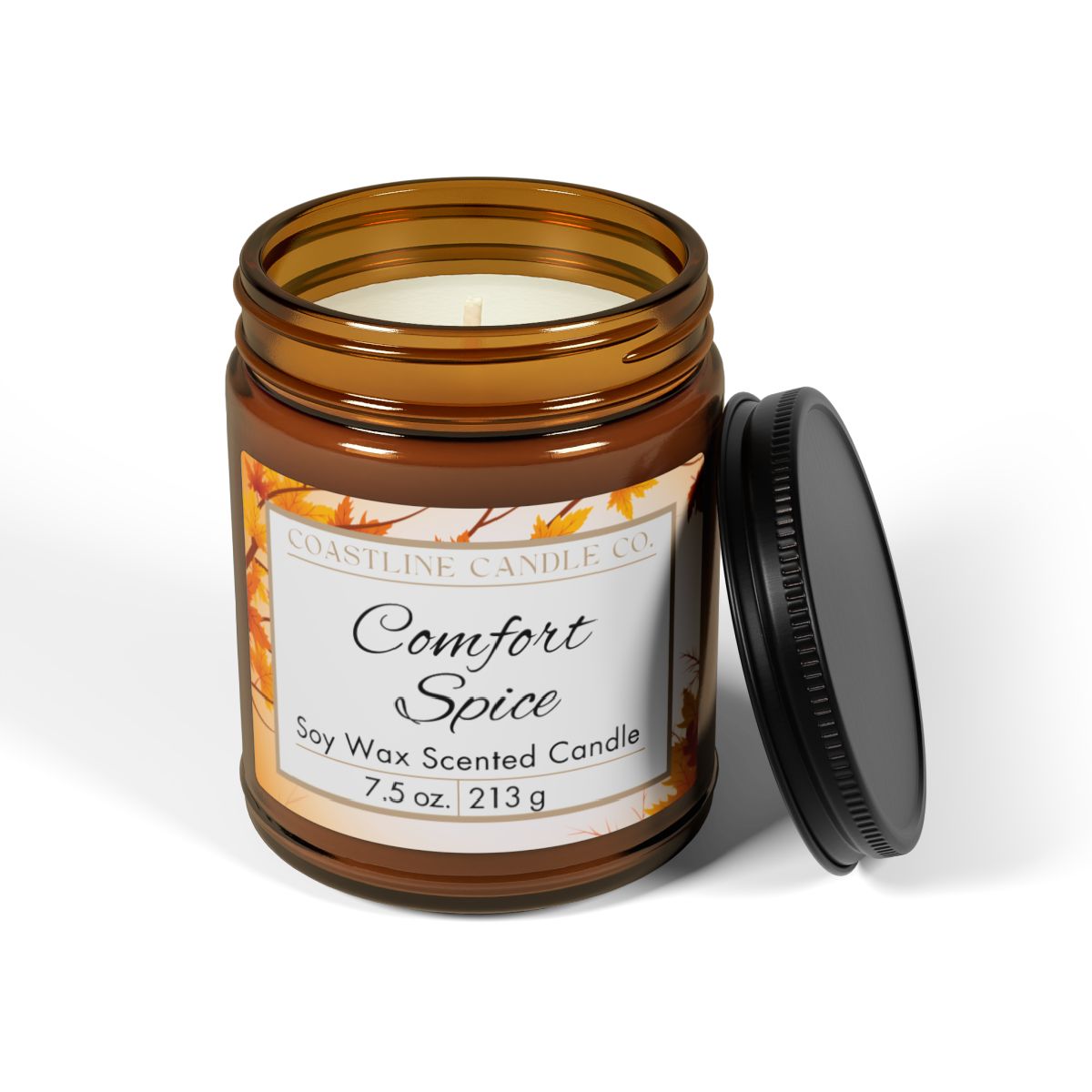 Comfort Spice 7.5 oz. Scented Soy Wax Candle, Amber Jar with Matte Black Lid