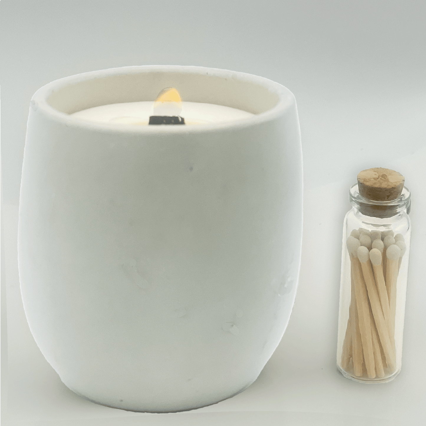 White 9 oz. Concrete Jar Gift Set - your choice of scent with match stick bottle